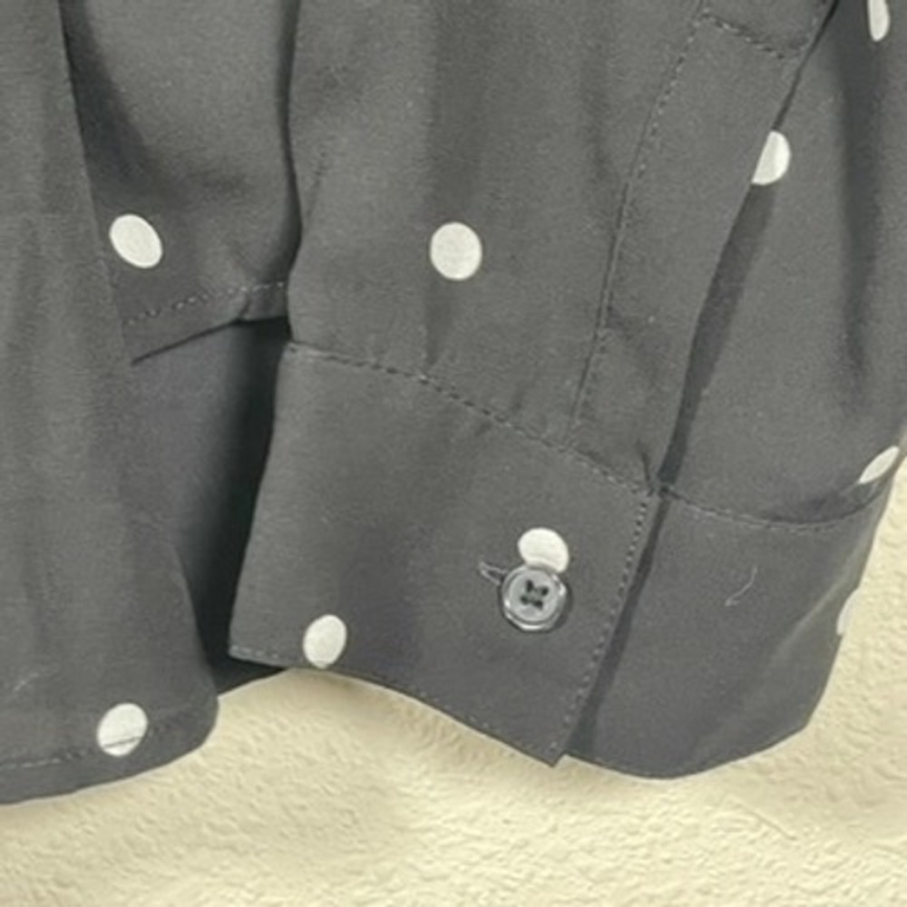 NYDJ Polka Dot Blouse Women XL Black White L/S Office Classic Collared Top - Picture 5 of 8